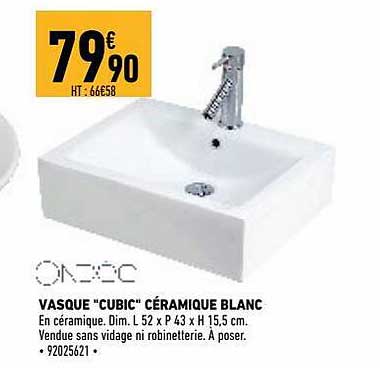 vasque "cubic" céramique blanc ondoc