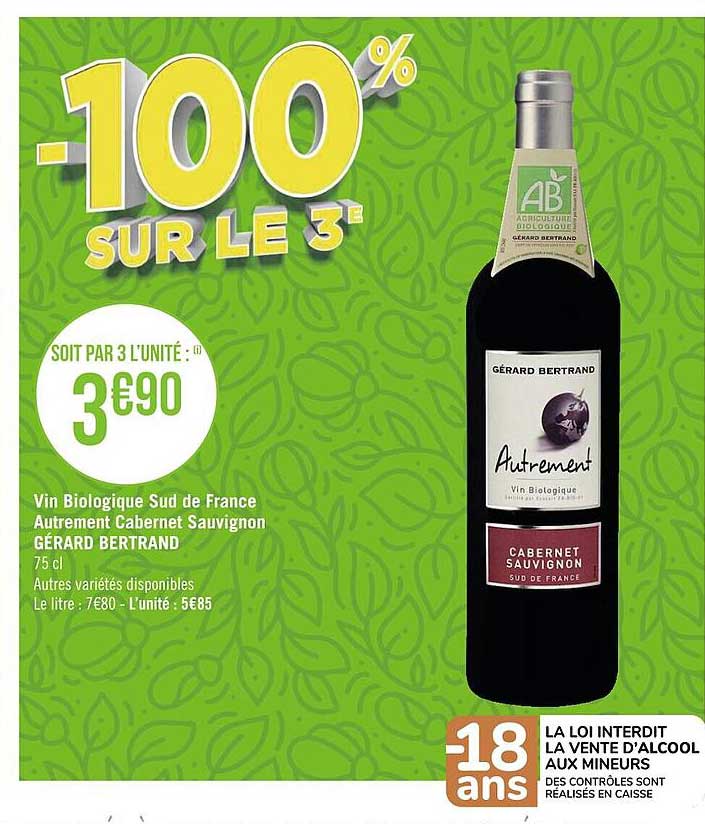 vin biologique sud de france autrement cabernet sauvignon gérard bertrand