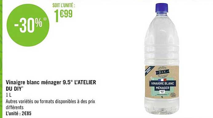 vinaigre blanc ménager 9.5° l'atelier du diy