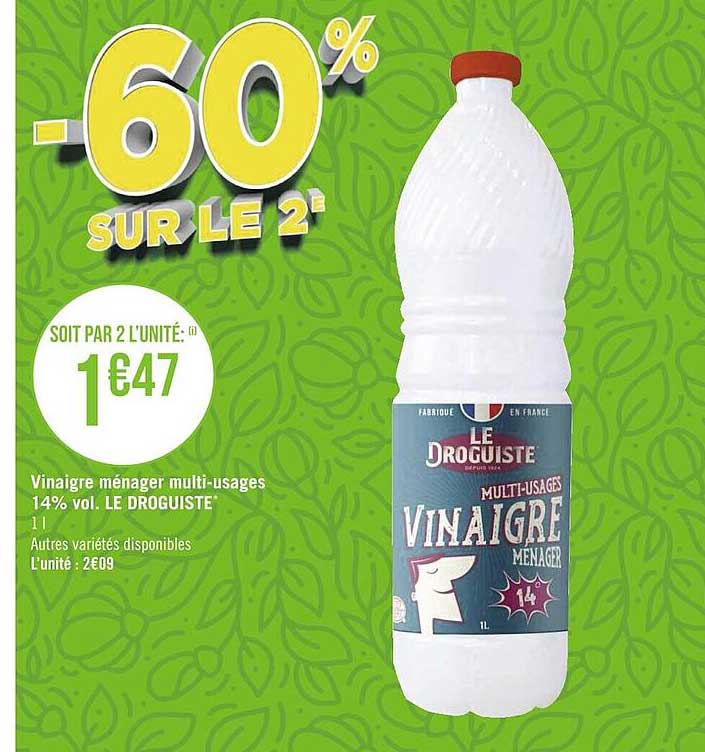 vinaigre ménager multi-usages 14% vol. le droguiste