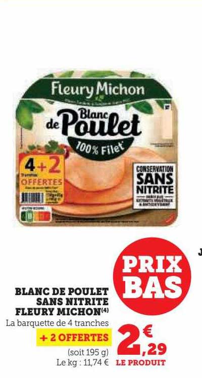 blanc de poulet sans nitrite fleury michon
