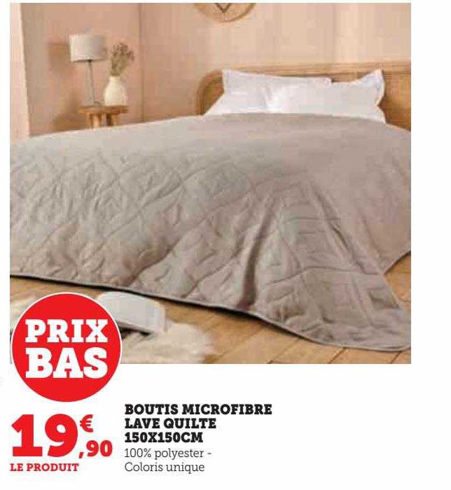 boutis microfibre lave quilte 150 x 150 cm