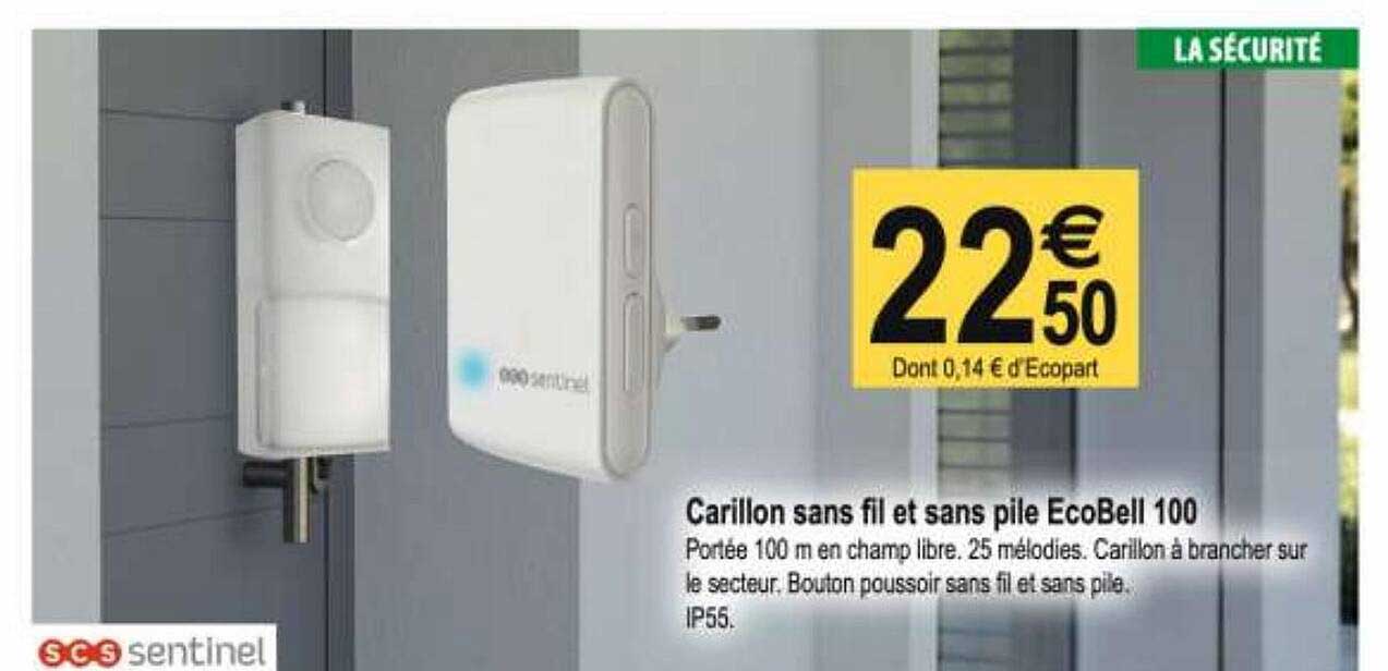 carillon sans fil et sans pile ecobell 100 scs sentinel