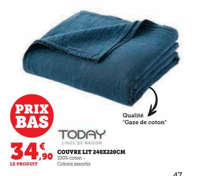 couvre lit 240 x 220 cm today