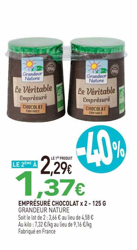emprésuré chocolat x 2 grandeur nature - 125 g