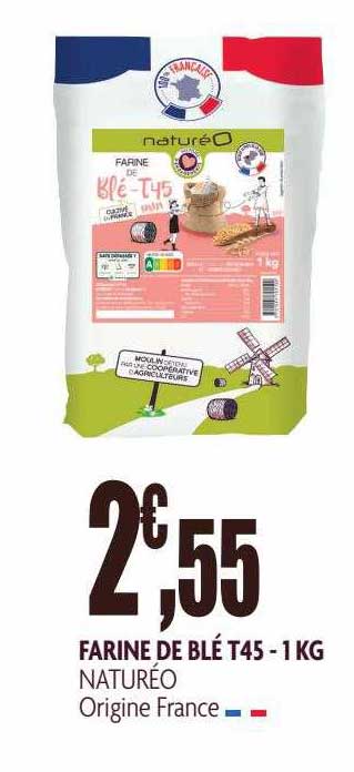 farine de blé t45 naturéo - 1 kg