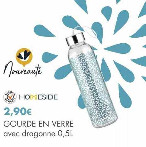 gourde en verre avec dragonne 0,5l homeside