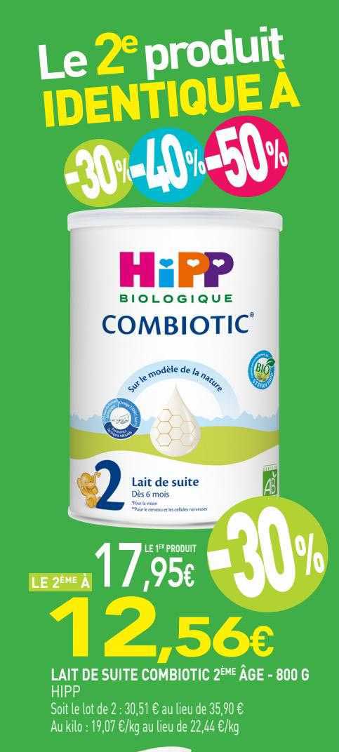 lait de suite combiotic 2ème âge hipp - 800 g