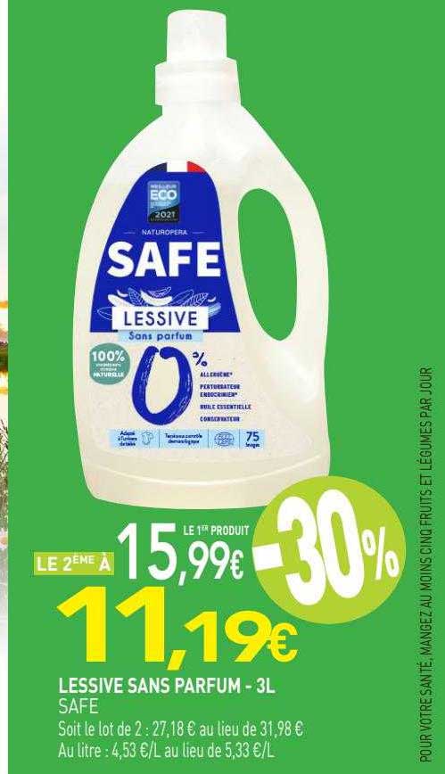 lessive sans parfum safe - 3l