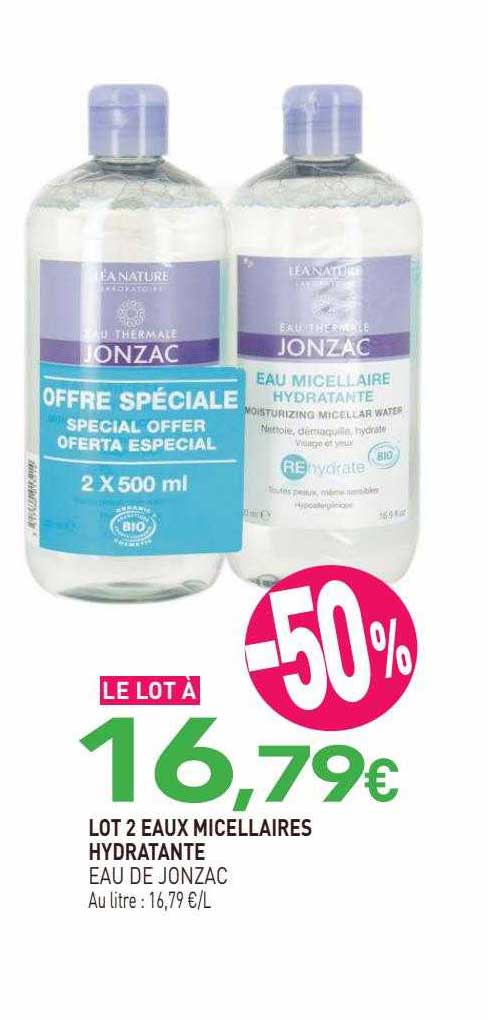 lot 2 eaux micellaires hydratante eau de jonzac