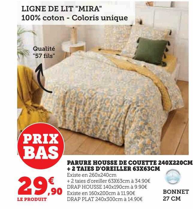 parure housse de couette 240 x 220 cm + 2 taies d'oreiller 63 x 63 cm