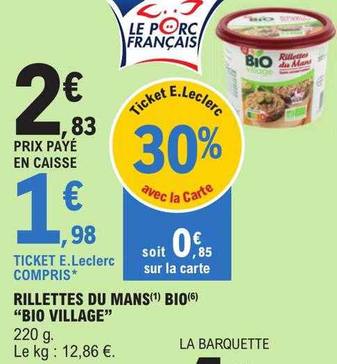 Rillettes Du Mans Bio "bio Village"