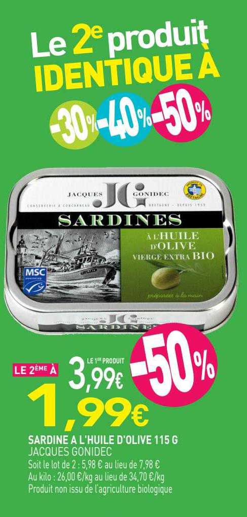 sardine à l'huile d'olive jacques gonidec - 115 g