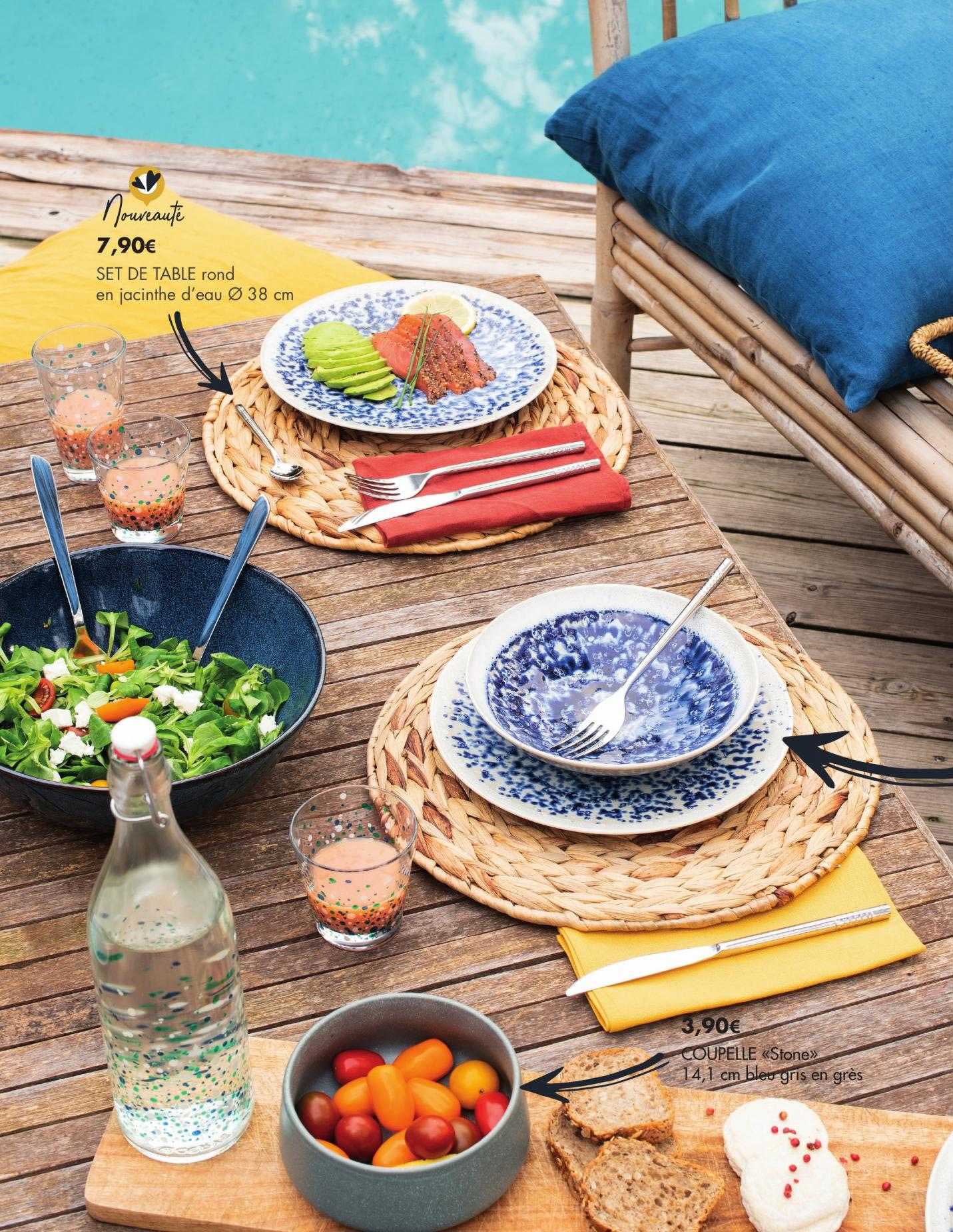 set de table rond en jancinthe d'eau ø38 cm