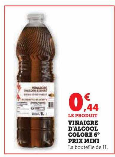 vinaigre d'alcool colore 6° prix mini