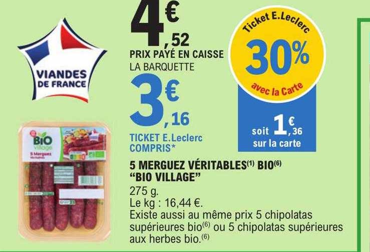 5 Merguez Véritables Bio "bio Village"