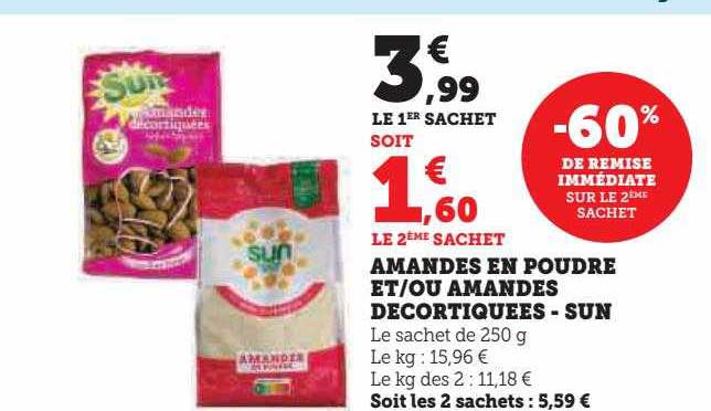 amandes en poudre et-ou amandes décortiquées - sun
