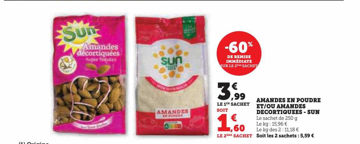 amandes en poudre et-ou amandes décortiquées - sun
