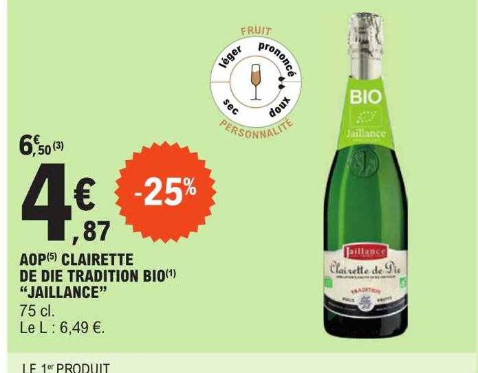 aop clairette de die tradition bio "jaillance"
