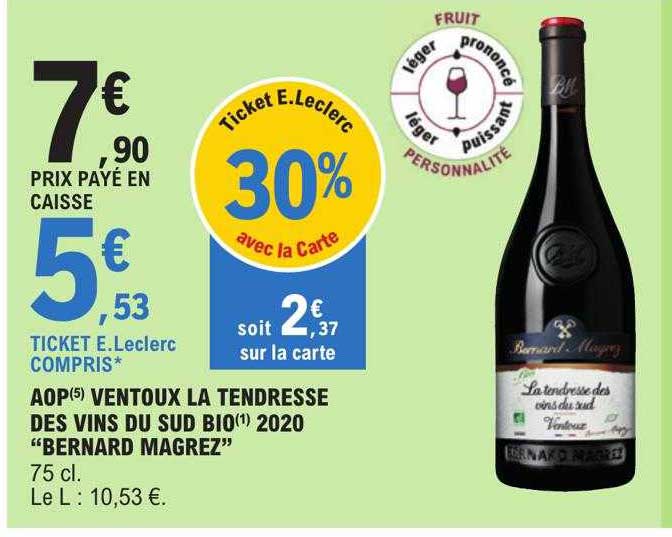 aop ventoux la tendresse des vins du sud bio 2020 "bernard magrez"