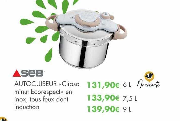 autocuiseur «clipso minut ecorespect» en inox, tous feux dont induction seb