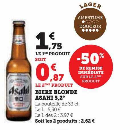 bière blonde asahi 5,2°
