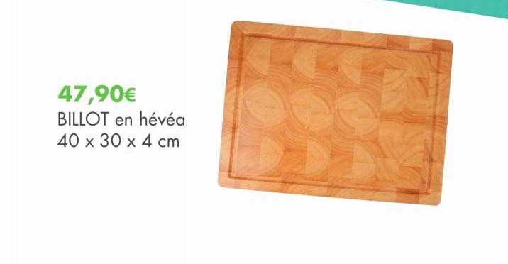 Billot En Hévéa 40 X 30 X 4 Cm