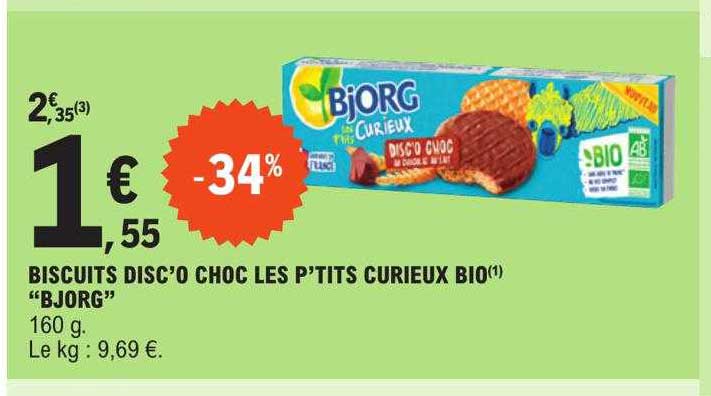 biscuits disc'o choc les p'tits curieux bio "bjorg"