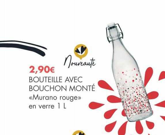 bouteille avec bouchon monté «murano rouge»