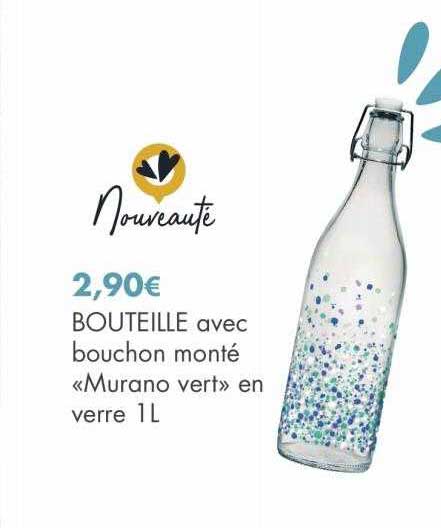 bouteille avec bouchon monté «murano vert» en verre 1l