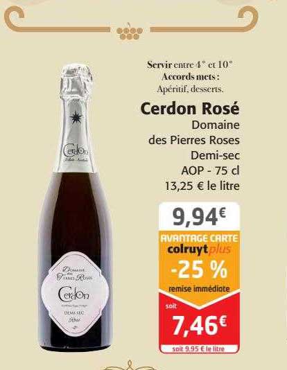 cerdon rosé domaine des pierres roses demi-sec aop