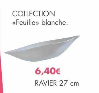 collection «feuille» blanche, ravier 27 cm