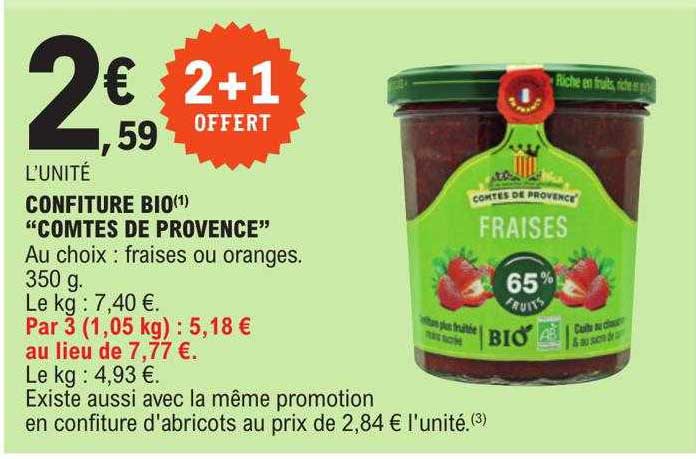 confiture bio "comtés de provence"