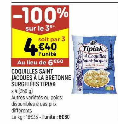 coquilles saint jacques à la bretonne surgelées tipiak