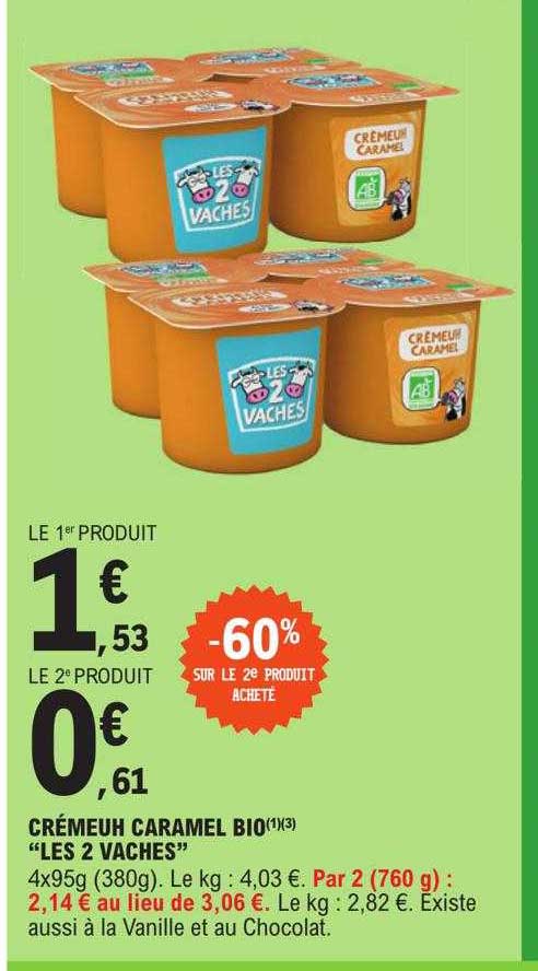 Crémeuh Caramel Bio "les 2 Vaches"