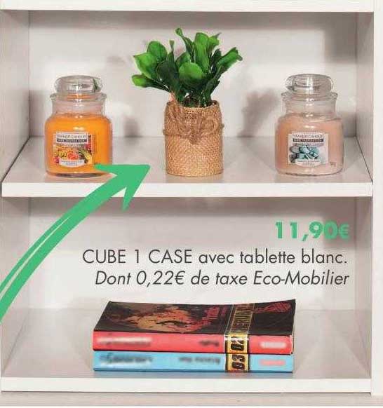 cube 1 case avec tablette blanc