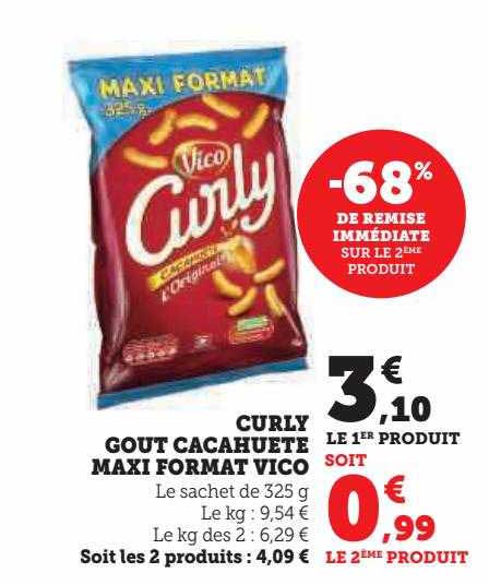 curly goût cacahuète maxi format vico