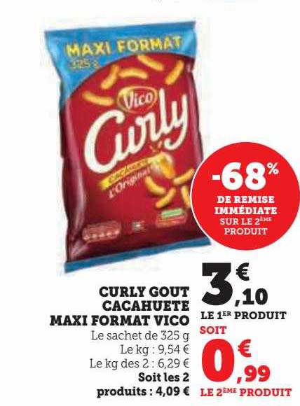 curly goût cacahuète maxi format vico