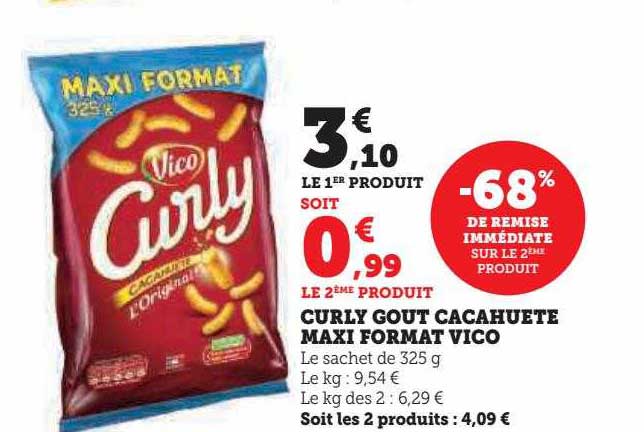 curly goût cacahuète maxi format vico