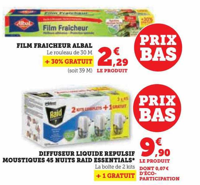 film fraîcheur albal, diffuseur liquide répulsif moustiques 45 nuits raid essentials