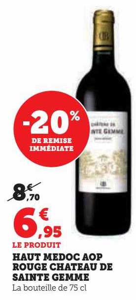 haut médoc aop rouge château de sainte gemme