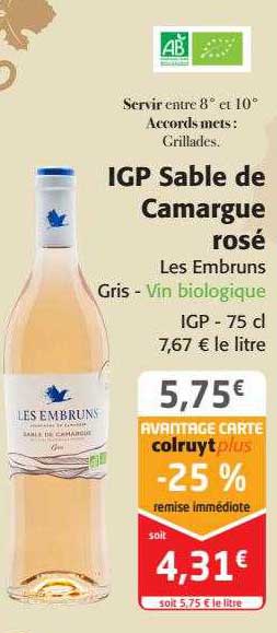 Igp Sable De Camargue Rosé Les Embruns Gris