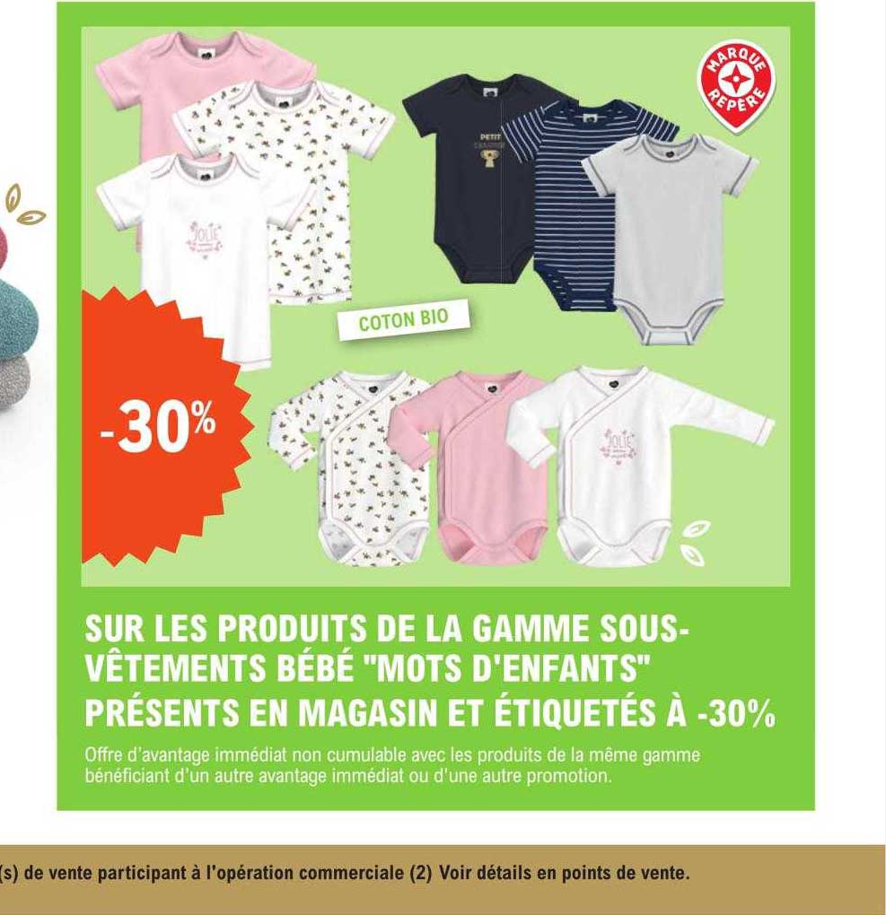 la gamme sous-vêtements bébé "mots d'enfants"