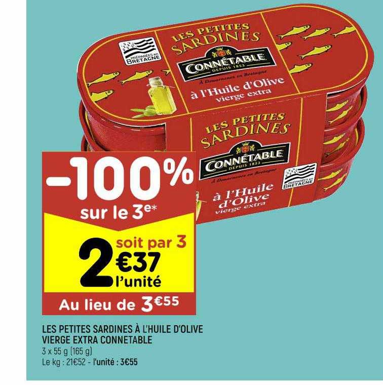 les petites sardines à l'huile d'olive vierge extra connétable