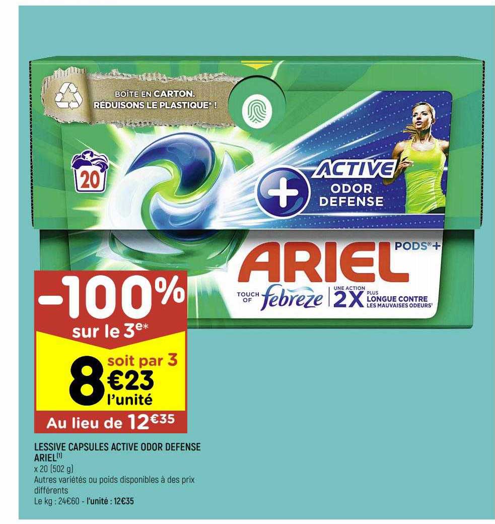 lessive capsules active odor defense ariel