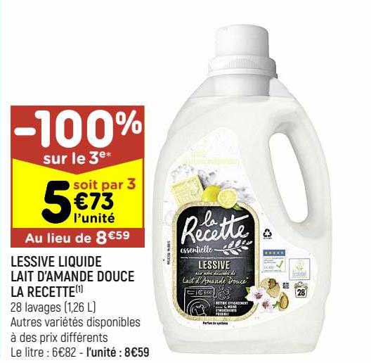 lessive liquide lait d'amande douce la recette