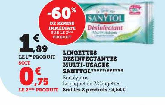 lingettes désinfectantes multi-usages sanytol