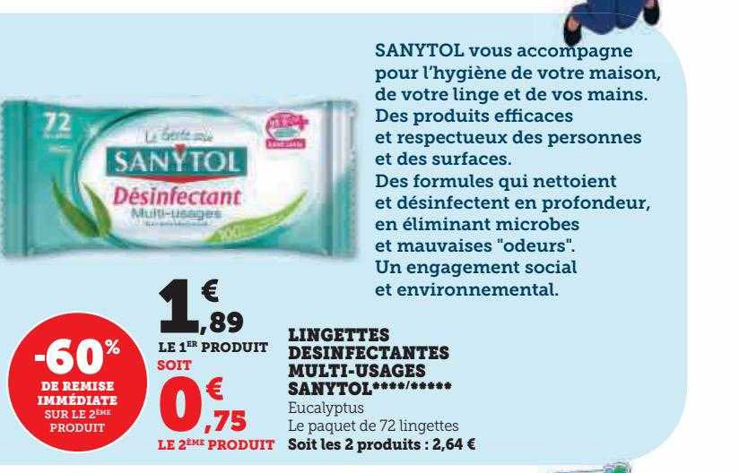 lingettes désinfectantes multi-usages sanytol