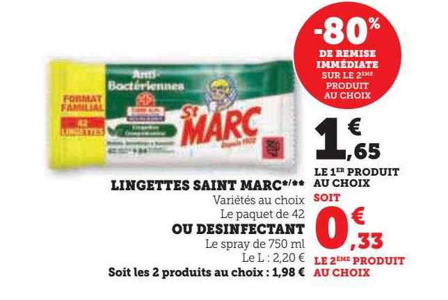 lingettes saint marc ou désinfectant