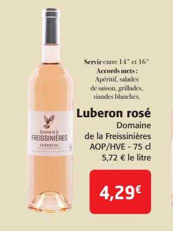 luberon rosé domaine de la freissinières aop-hve